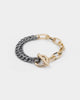 Wild for the Weekend Men's Mixed Double Chain Bracelet Gold/Gunmetal