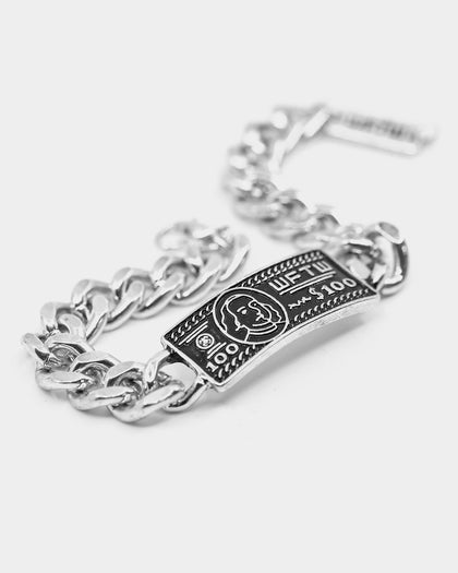 Wild for the Weekend Stick or Twist Dollar Bill Bracelet Silver