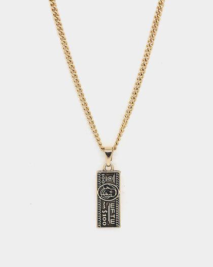 Wild for the Weekend Stick or Twist Dollar Bill Necklace Gold