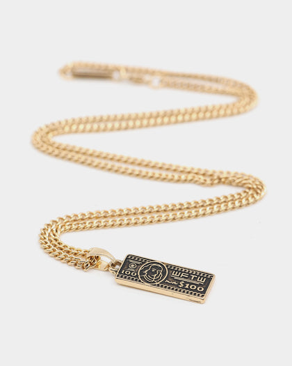 Wild for the Weekend Stick or Twist Dollar Bill Necklace Gold