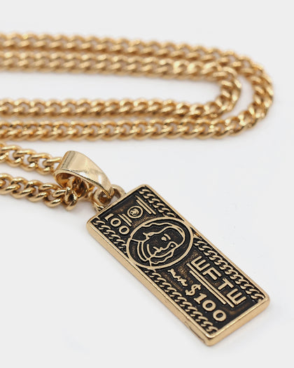 Wild for the Weekend Stick or Twist Dollar Bill Necklace Gold