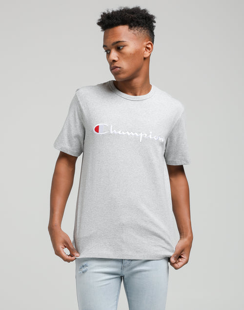 Champion Heritage Script Tee Oxford Heather