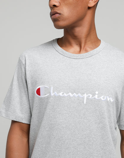 Champion Heritage Script Tee Oxford Heather