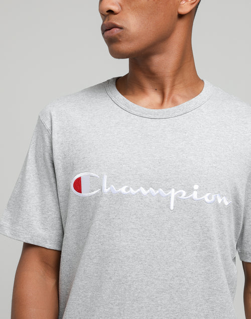 Champion Heritage Script Tee Oxford Heather