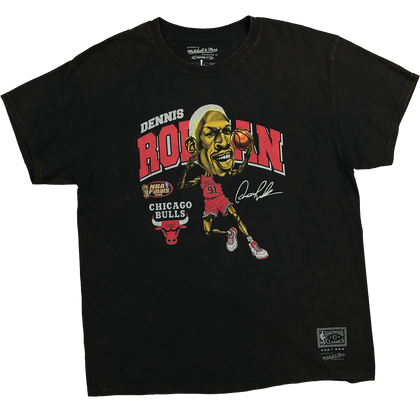 Mitchell & Ness Chicago Bulls Vintage Dennis Rodman Sign Short Sleeve T-Shirt Black