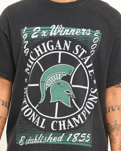 NATIONAL COLLEGIATE ATHLETIC ASSC Michigan State Spartans Vintage Court Side T-Shirt Vintage Black