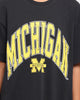 NATIONAL COLLEGIATE ATHLETIC ASSC Michigan Wolverines High Arch Logo Vintage T-Shirt Vintage Black
