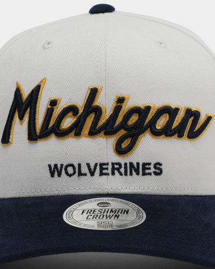 NATIONAL COLLEGIATE ATHLETIC ASSC Michigan Wolverines Freshman Crown Snapback Off White