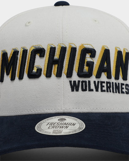 NATIONAL COLLEGIATE ATHLETIC ASSC Michigan Wolverines Freshman Crown Snapback Off White