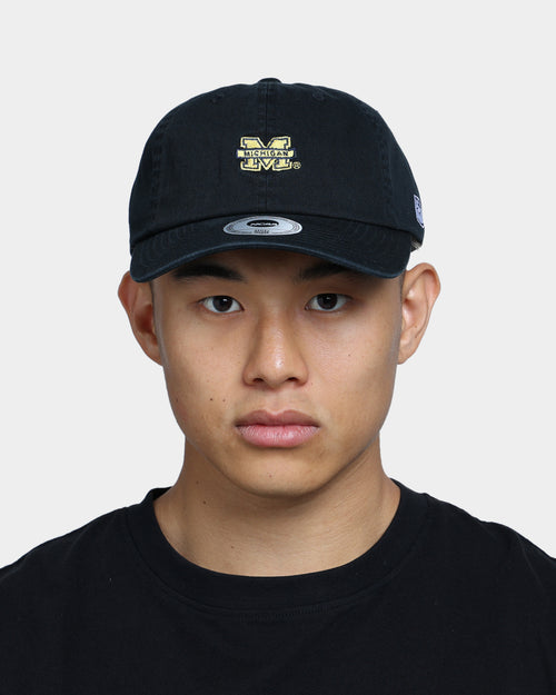 NATIONAL COLLEGIATE ATHLETIC ASSC Michigan Wolverines Small Team Crest Dad Hat Strapback Washed Black