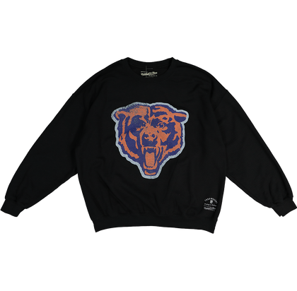 Mitchell & Ness Oversized Extra Large Print Chicago Bears Crew Vintage Black