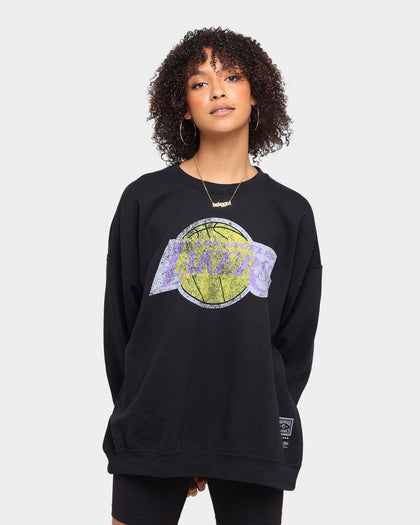 Mitchell & Ness Men's Los Angeles Lakers Oversize XL Logo Crew Sweat Vintage Black
