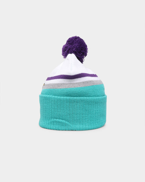 Majestic Athletic Anaheim Ducks Stripe Bobble Beanie White