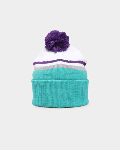 Majestic Athletic Anaheim Ducks Stripe Bobble Beanie White