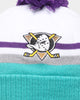 Majestic Athletic Anaheim Ducks Stripe Bobble Beanie White