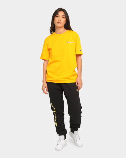 CHAMPION REV WEAVE SCRIPT JOGGER BLACK/GOLD