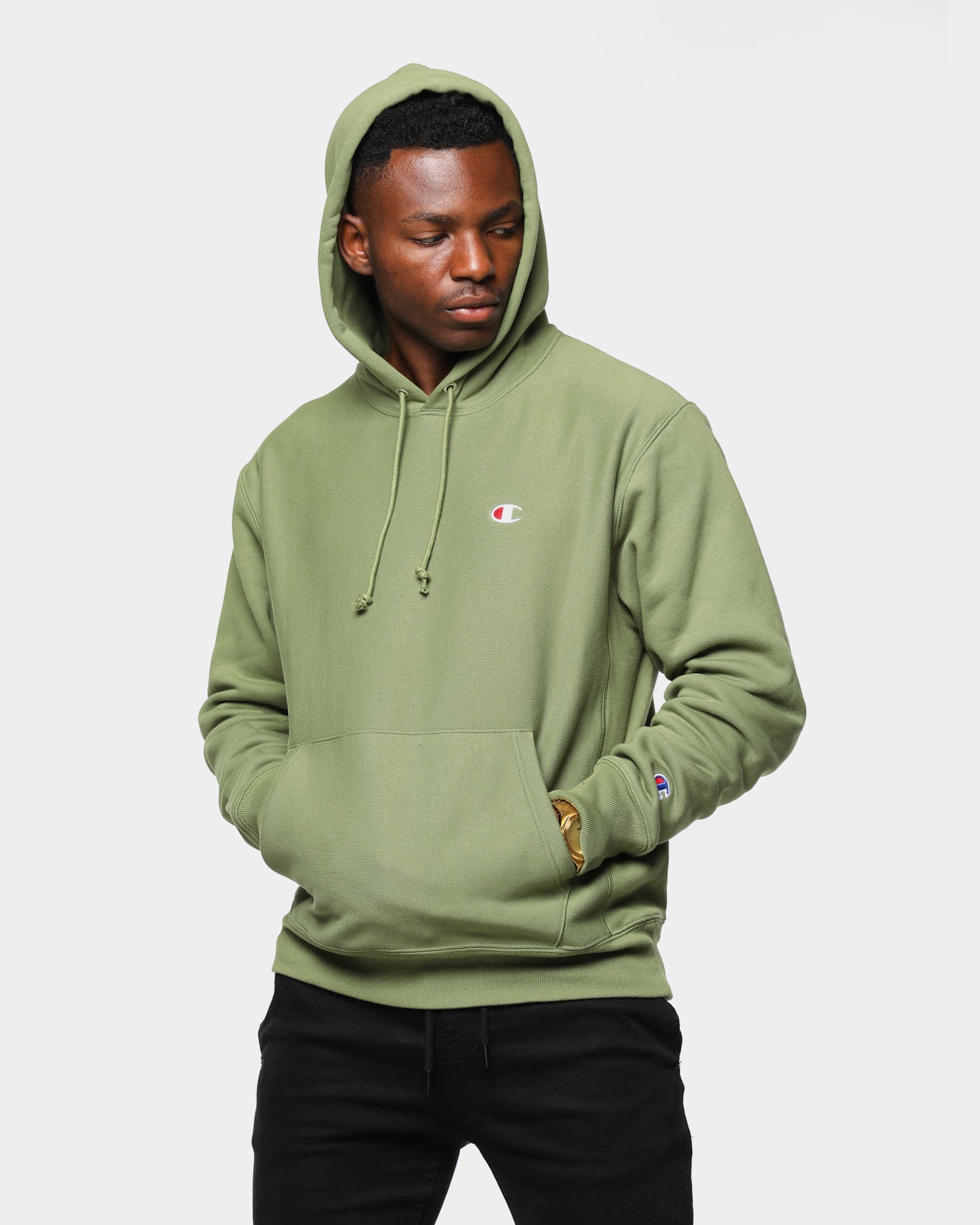Champion Men's Reverse Weave Hoodie Olive/Khaki | Culture Kings US