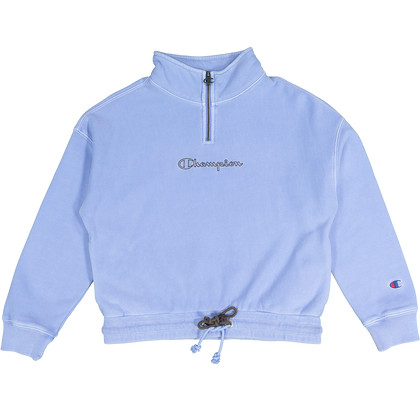 Champion Rev Weave Garment Dye Quarter Zip Pullover Blueberry Cream