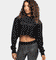 Champion Women's React Rev Weave Script Crop Crew Black
