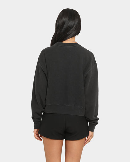 Champion Women's Rebound Rev Weave French Terry Crew Washed Black