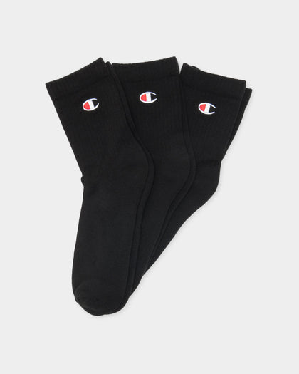 Champion 3 Pack LFS C Quarter Crew Socks Black