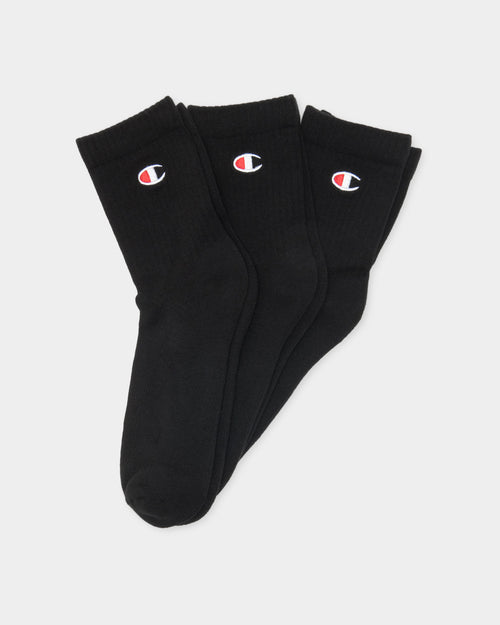 Champion 3 Pack LFS C Quarter Crew Socks Black