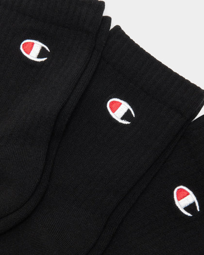 Champion 3 Pack LFS C Quarter Crew Socks Black