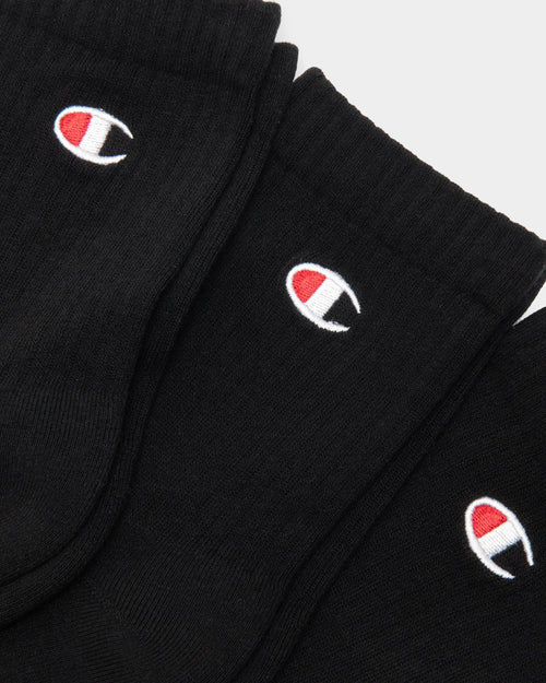 Champion 3 Pack LFS C Quarter Crew Socks Black