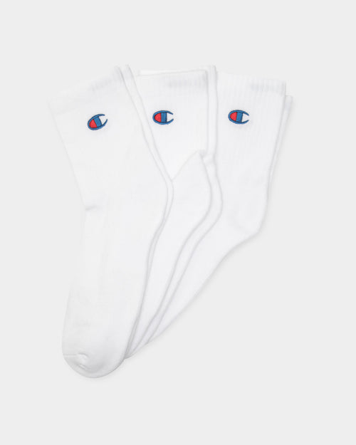 Champion 3 Pack LFS C Quarter Crew Socks White