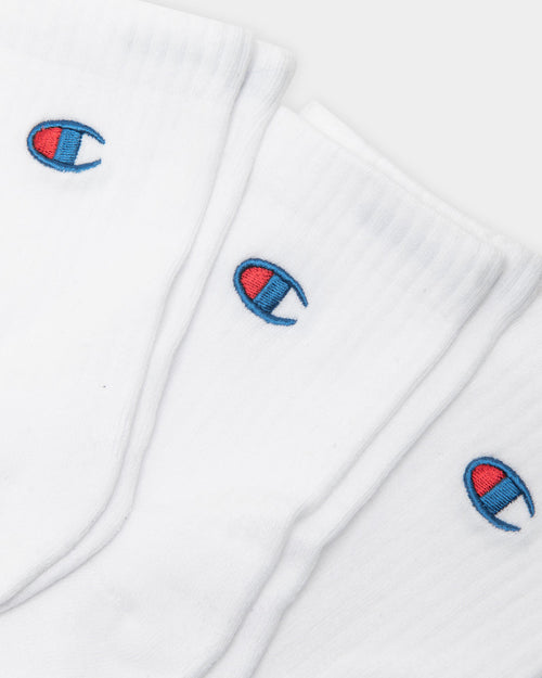 Champion 3 Pack LFS C Quarter Crew Socks White