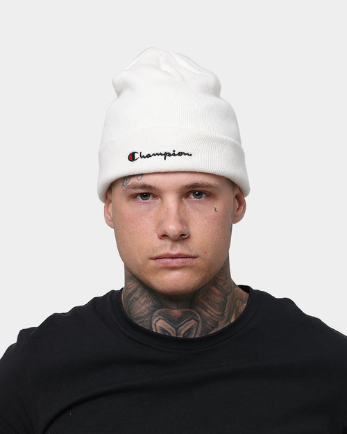 Champion C Life Script Beanie Chalk White