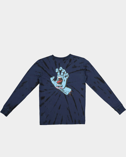 Santa Cruz Kids' Screaming Hand Tie Dye Long Sleeve T-Shirt Navy Tie Dye