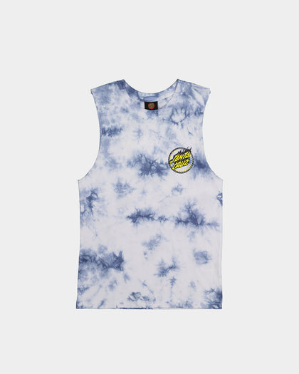 Santa Cruz Kids' Checked Out Flamed Dot Muscle T-Shirt Blue Tie Dye