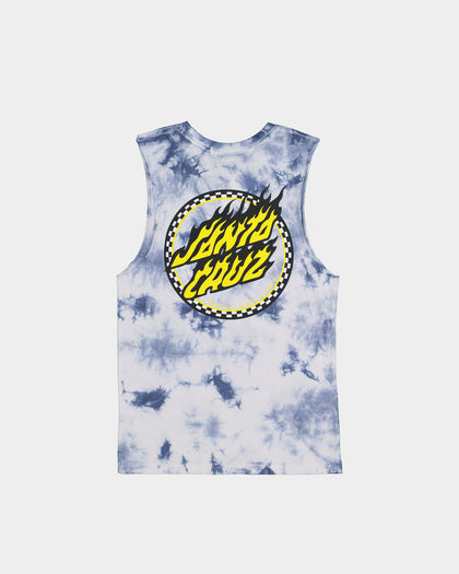 Santa Cruz Kids' Checked Out Flamed Dot Muscle T-Shirt Blue Tie Dye