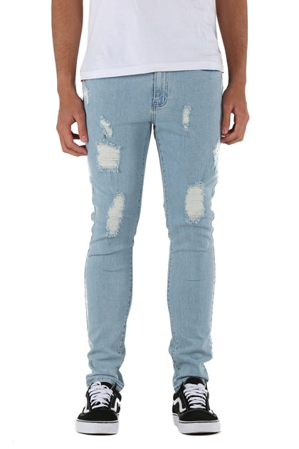 Lower Ripped Leaner Jean Blue Wash