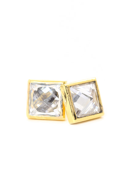 Crystal Stud Earrings Gold/white