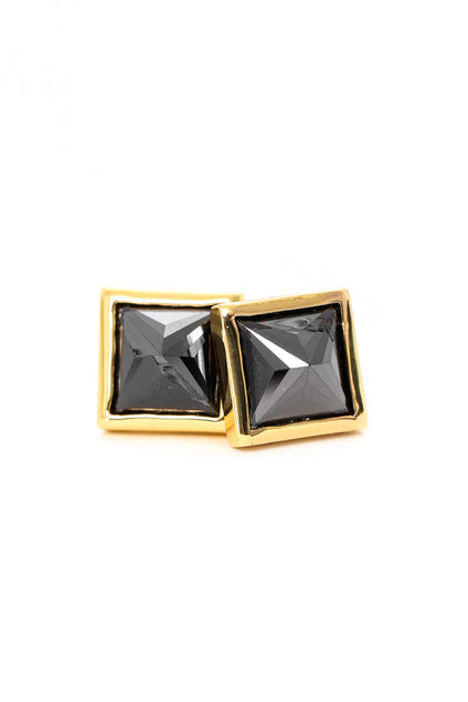 Crystal Stud Earrings Gold/black