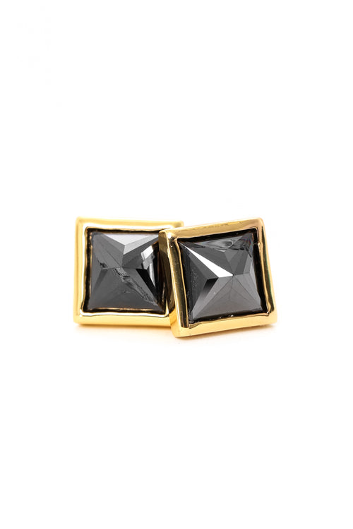 Crystal Stud Earrings Gold/black