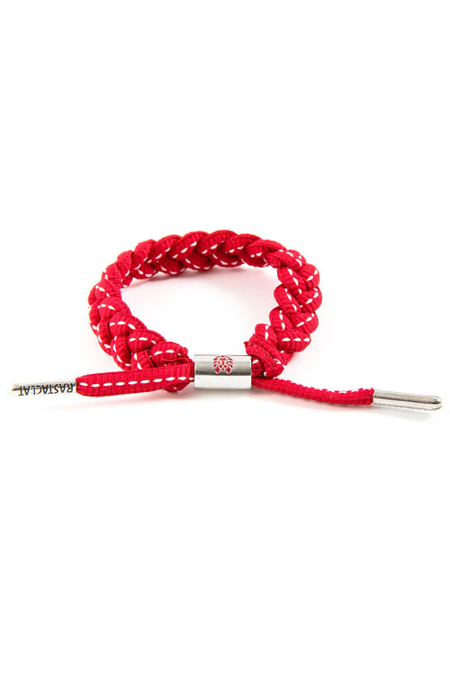 Braided Shoelace Bracelet Red/silver