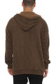 Raw Edge Zip Hoodie Brown