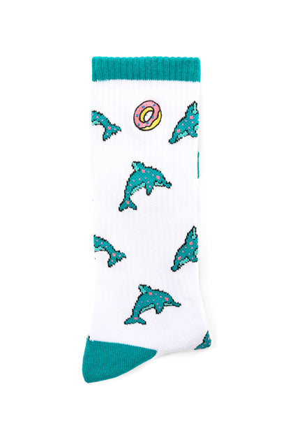 Dolphin Donut Socks White